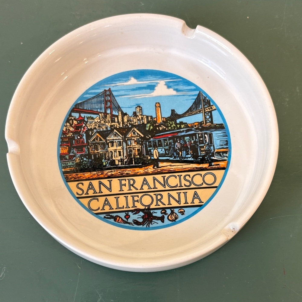 Vintage White San Francisco California Souvenir Ceramic Ashtray